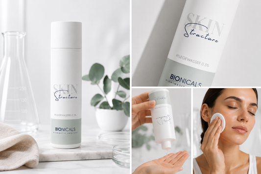 BIONICALS Skin Structure Pflegewasser mit hautfreundlichen Wirkstoffen für mehr Feuchtigkeit, eine starke Hautbarriere und die optimale Vorbereitung auf die nachfolgende Pflege.