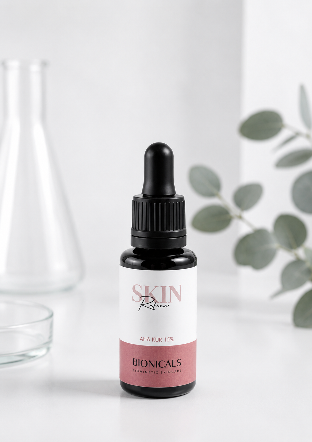 BIONICALS Skin Refiner AHA Kur 15 % mit Fruchtsäuren zur Verbesserung des Hautbildes, Verfeinerung der Poren, Milderung von Pigmentflecken und Unterstützung der Hauterneuerung.