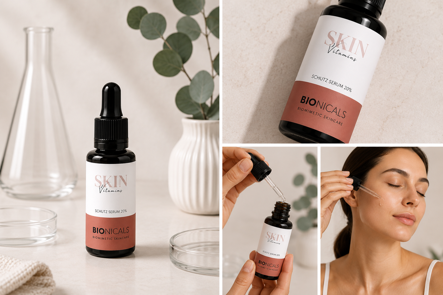 BIONICALS Vitamin Cocktail 20% Aktivserum mit Vitamin C und Ferulasäure zur Unterstützung der Hautbarriere, gegen Pigmentflecken, fahle Haut und vorzeitige Hautalterung.