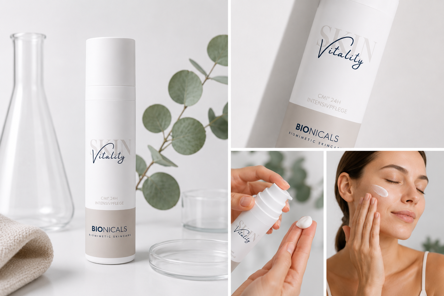 BIONICALS Skin Vitality 24h Intensivpflege mit hautidentischen Lipiden für trockene, empfindliche und regenerationsbedürftige Haut. Unterstützt die Hautbarriere und spendet langanhaltende Feuchtigkeit.